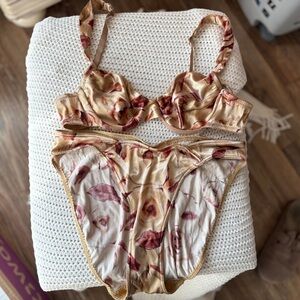 COPY - Victoria's Secret Floral Intimates Set - Gold and Pink